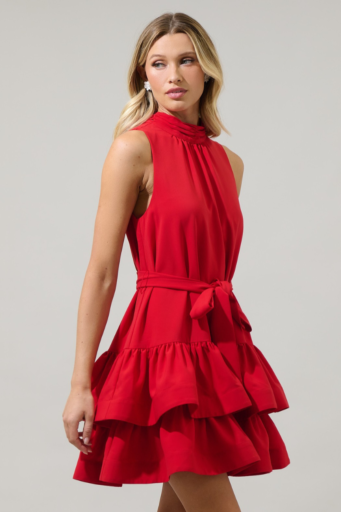Teresa Ruffle Dress - Red