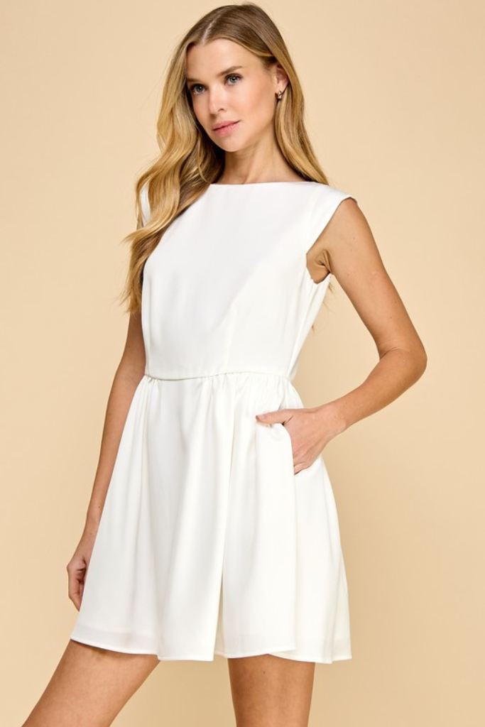 Kendra Boatneck Dress - White