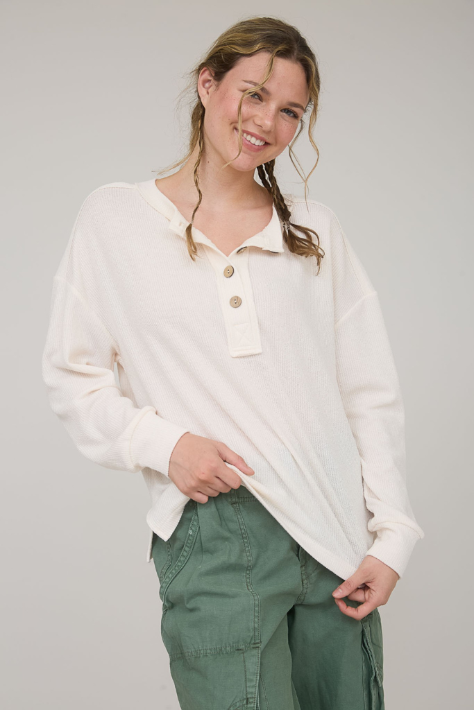 Faith Henley Top - Cream