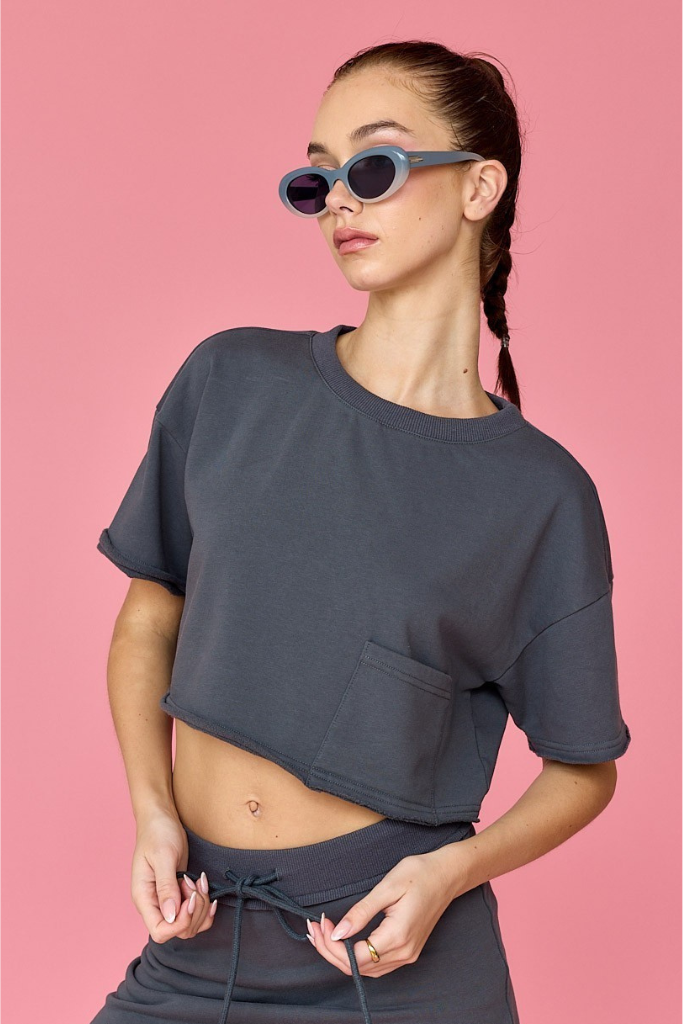 Elvira Crop Top - Charcoal
