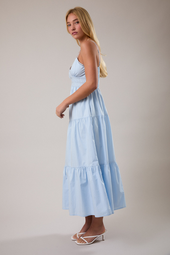 Stop And Stare Midi Dress - Light Blue