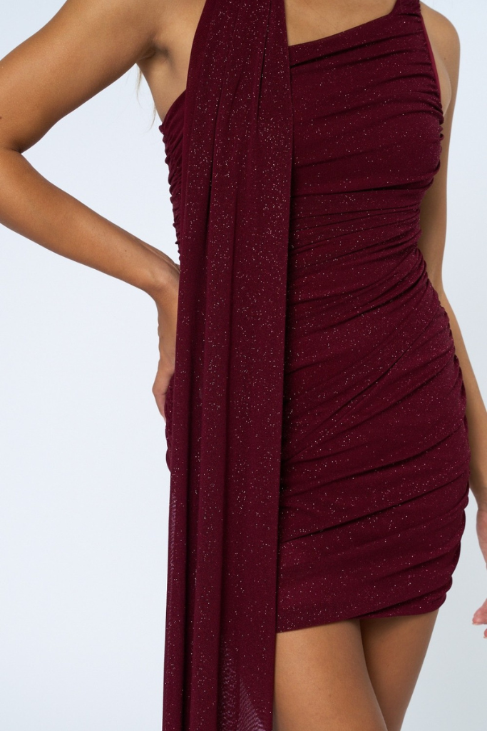 Anita Sparkle Mini Dress - Burgundy