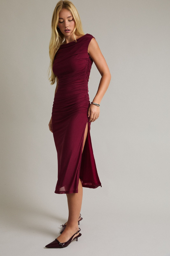 Watch Out Midi Dress - Dark Rose