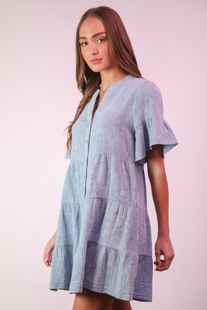 Best Part Tiered Dress - Denim