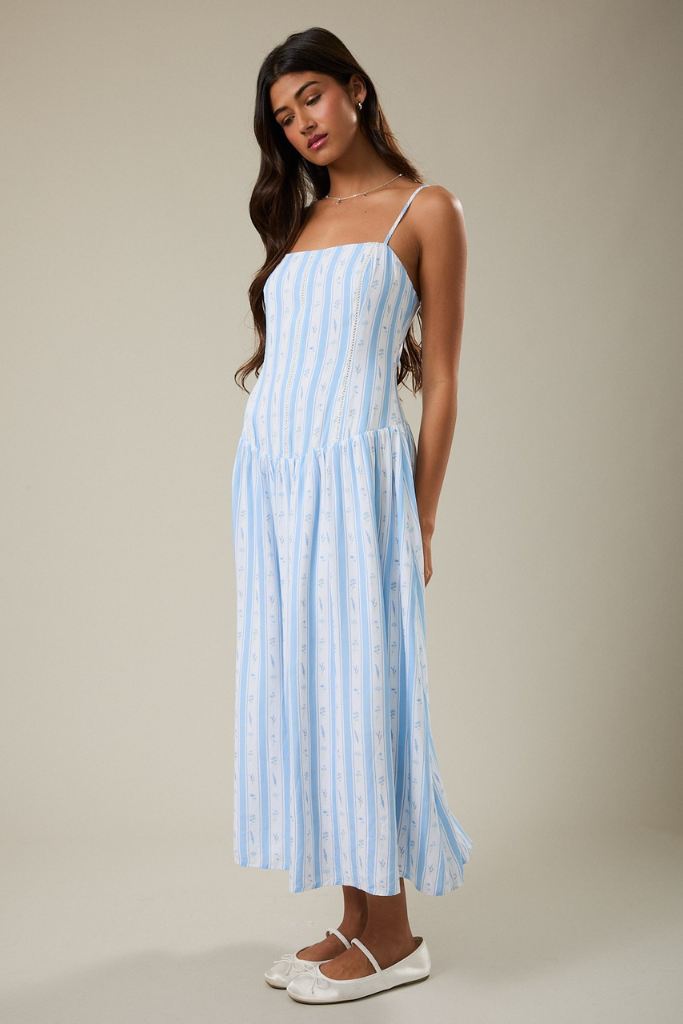Summer Spirit Midi Dress - Blue/White