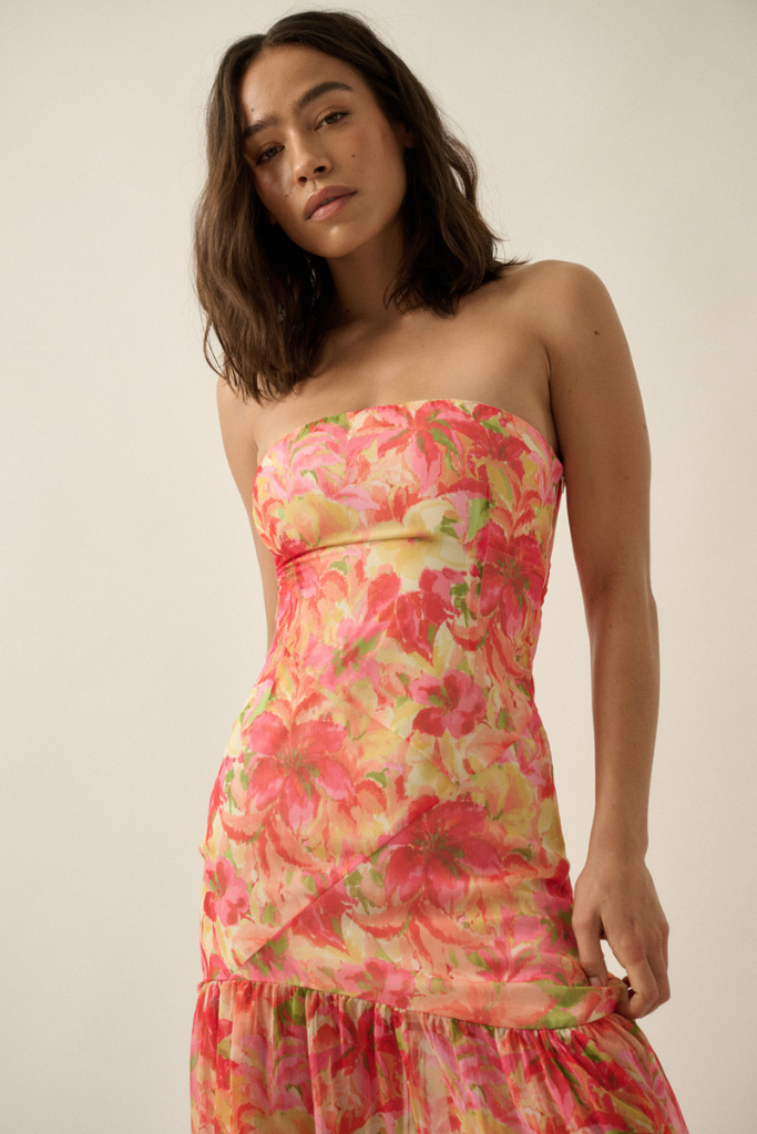 In A Daze Floral Maxi Dress - Red/Orange