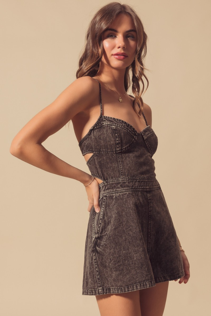 Never Wrong Romper - Charcoal
