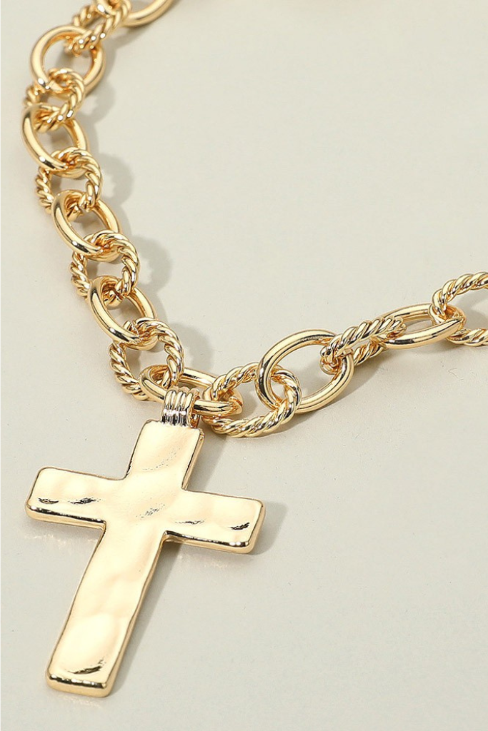 Linked Chunky Cross - Gold
