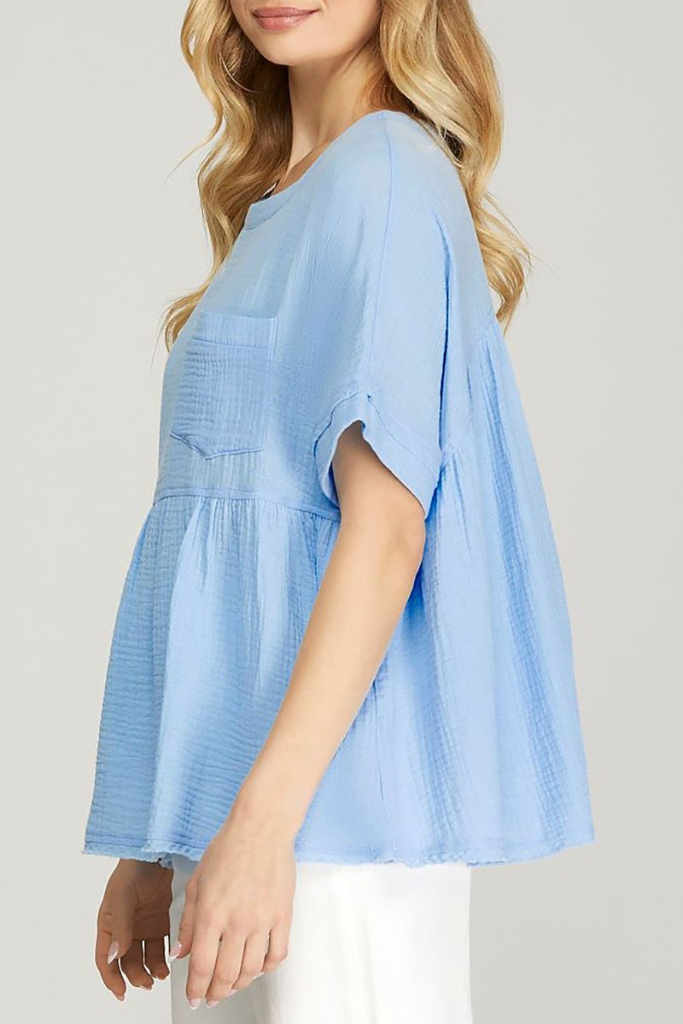 Build Bold Babydoll Top - Light Blue