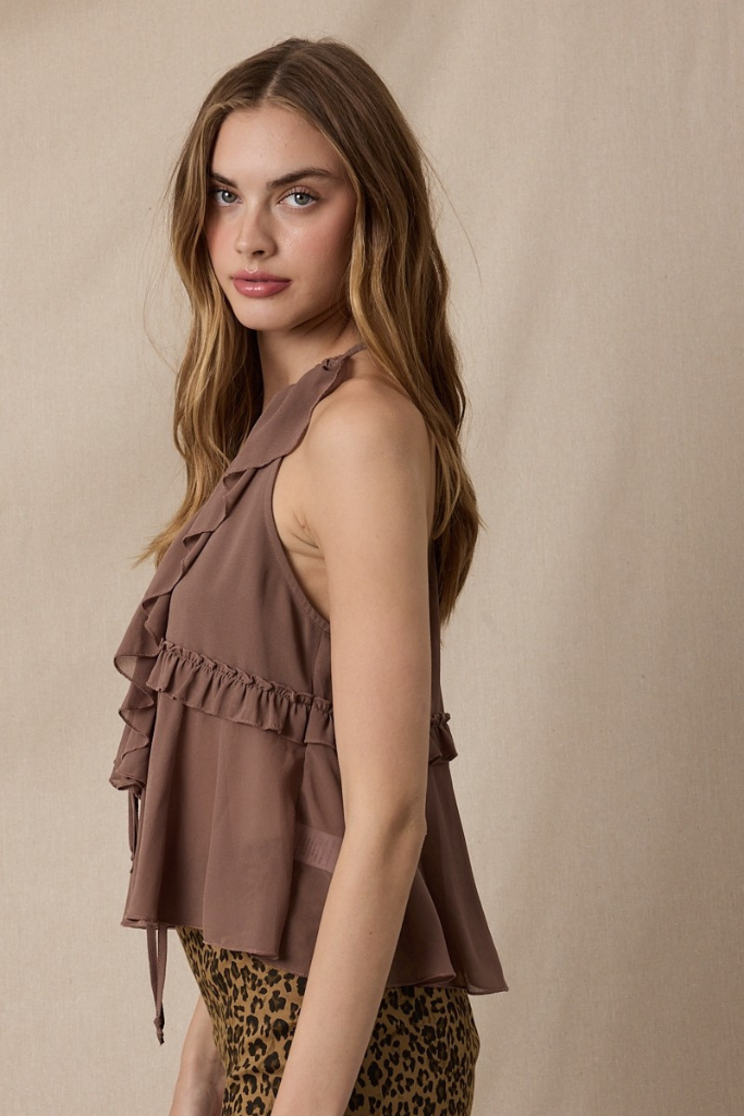 Sam Ruffle Top - Mocha