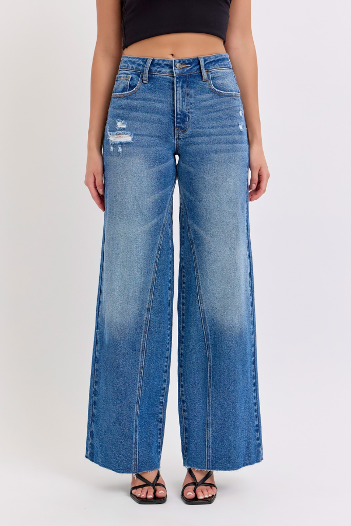 Look Alive Wide Leg Jeans - Medium Wash