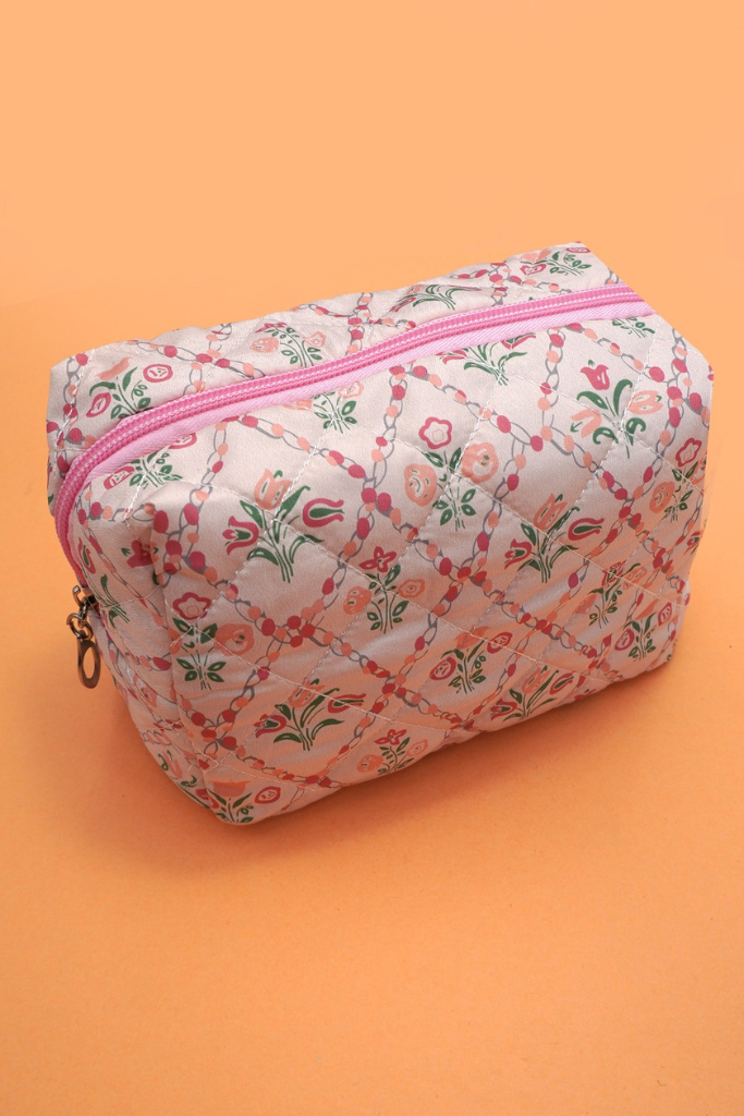 Delphine Make Up Bag - Pink Tulips