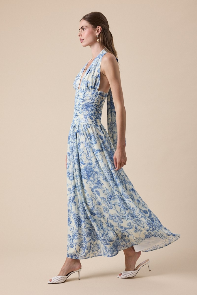 Never Again Floral Maxi Dress - Blue