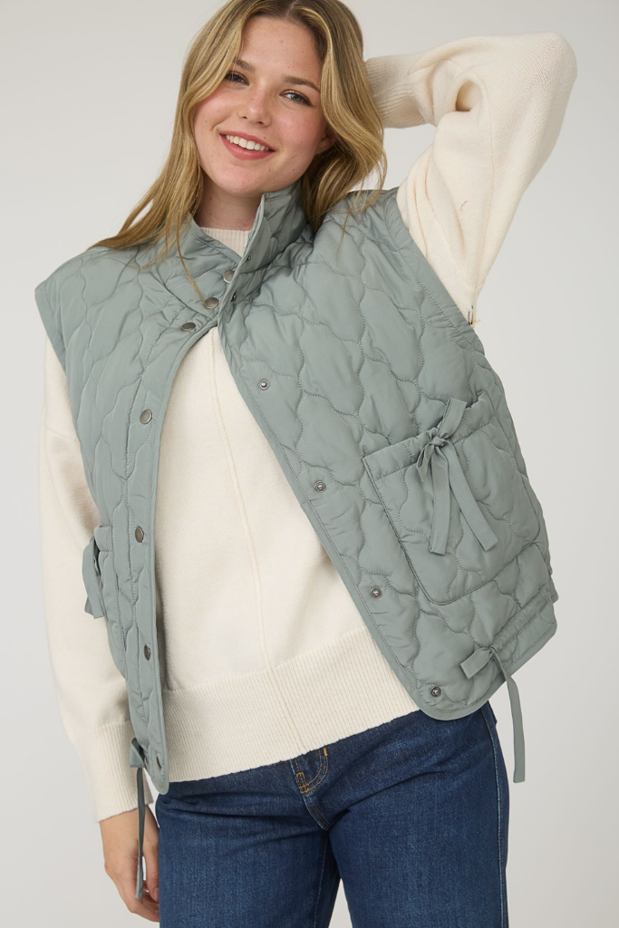 Snow Angel Puffer Vest - Dusty Sage