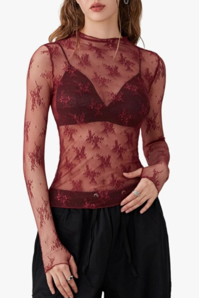 Darleen Lace Top - Burgundy