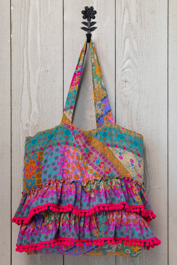 Ruffle Tote Bag - Multi Patchwork