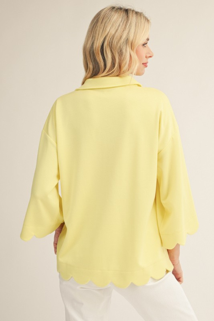 Jayda Scallop Edge Top - Butter Yellow