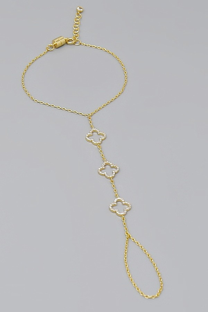 Charming Clover Hand Bracelet - Gold