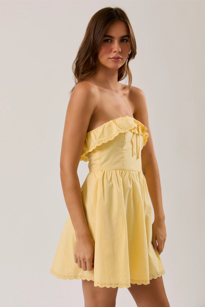 Daisy Mae Strapless Dress - Butter Yelllow
