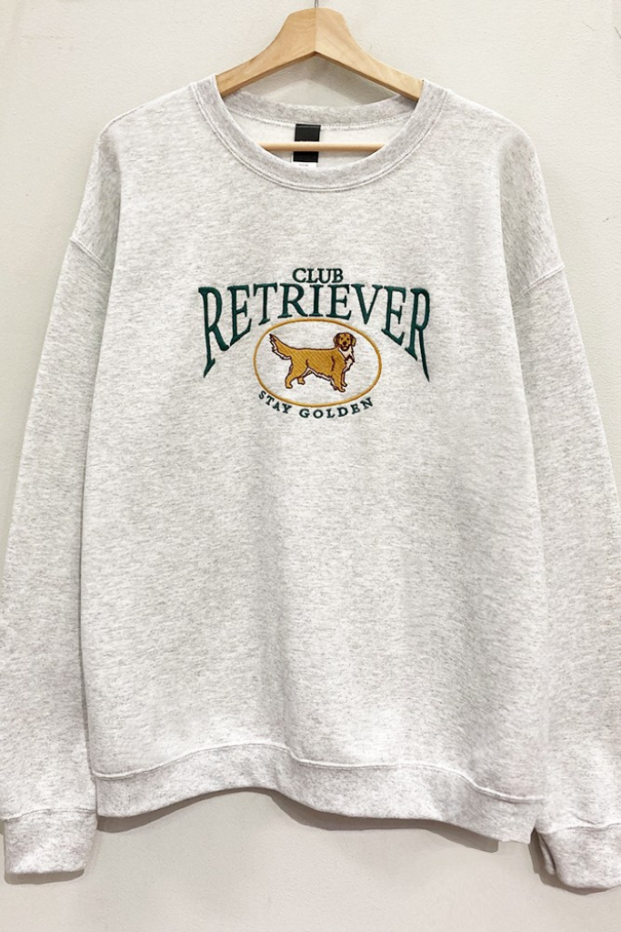 Club Retriever Embroidered Sweatshirt- Ash Grey