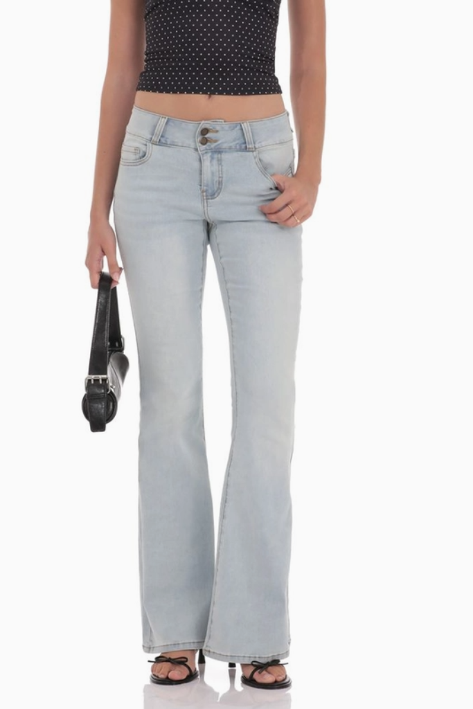 Cierra Low Rise Flare Jeans- Light Wash