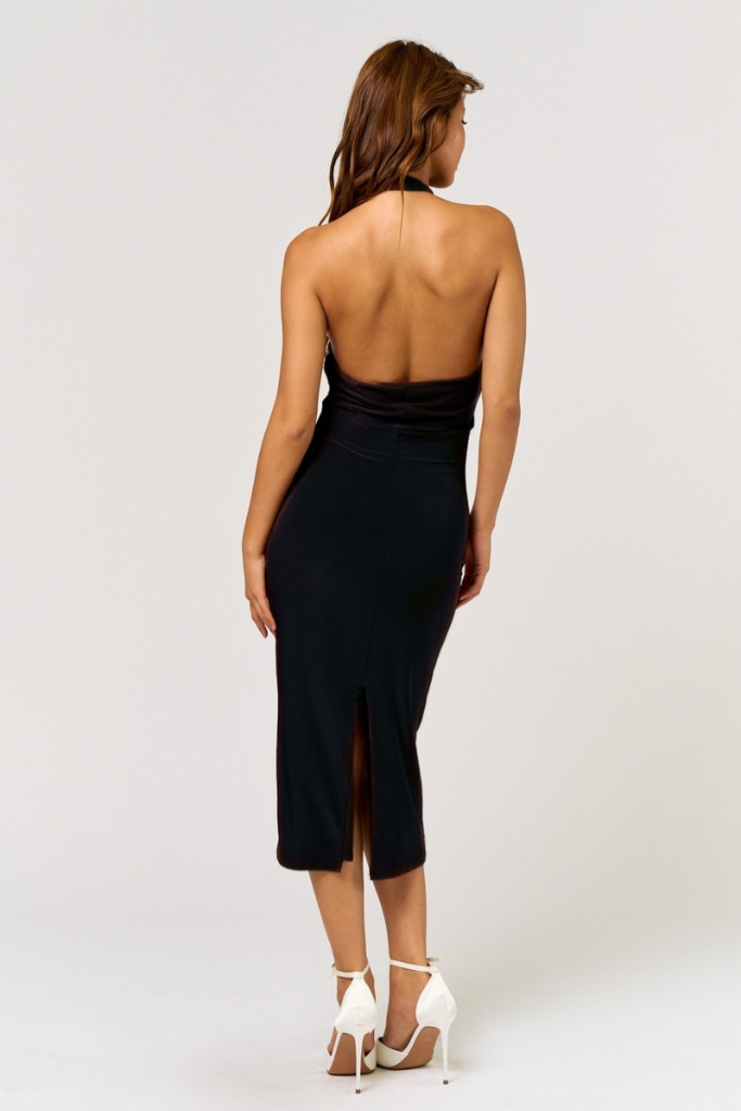 Maci Halter Midi Dress - Black
