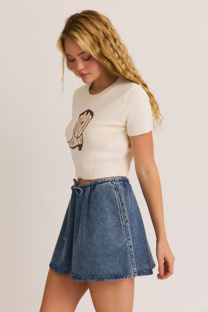 Bliss Boots Cropped Sweater - Ivory