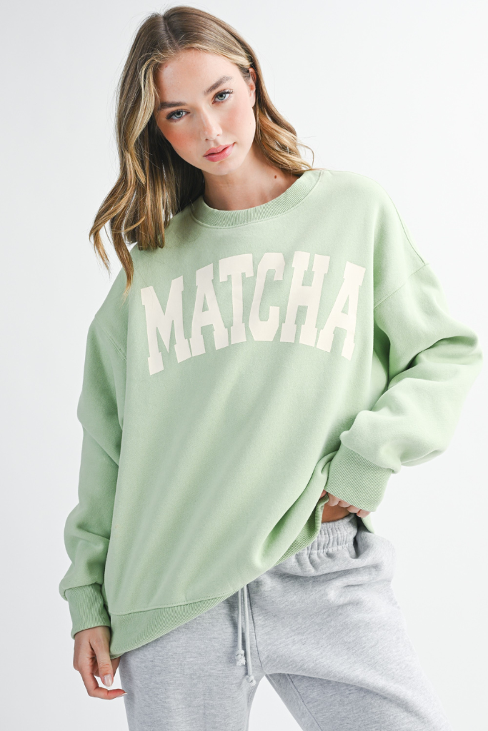 Matcha Graphic Sweatshirt - Matcha Green