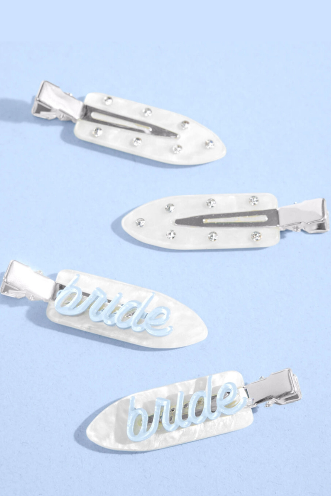 Something Blue Bridal Clips  - White