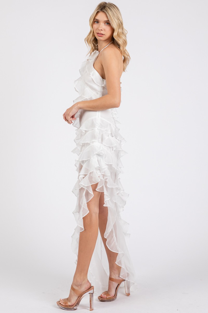True Kiss Ruffle Maxi Dress -White