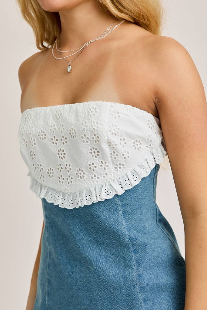 New Light Strapless Dress - Denim