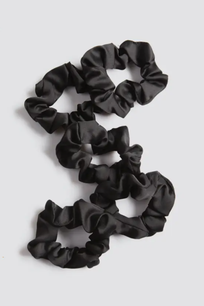 Satin Sleep Scrunchies 5pc - Black