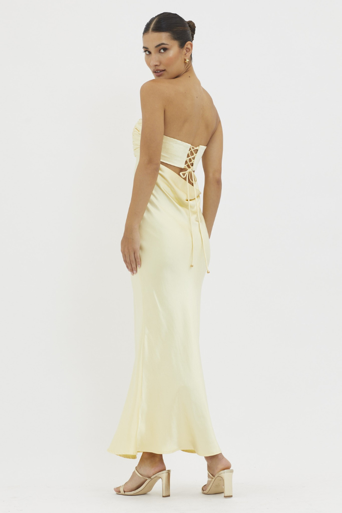 Sweet Glimpse Maxi Dress - Pale Yellow