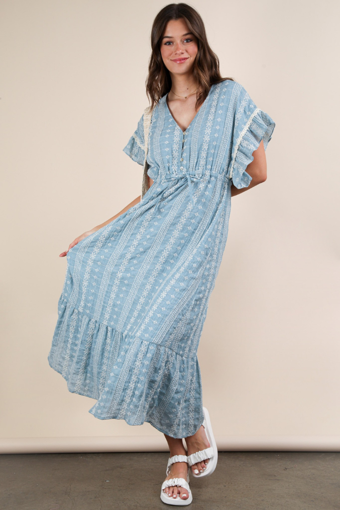 Voices Carry Midi Dress - Blue