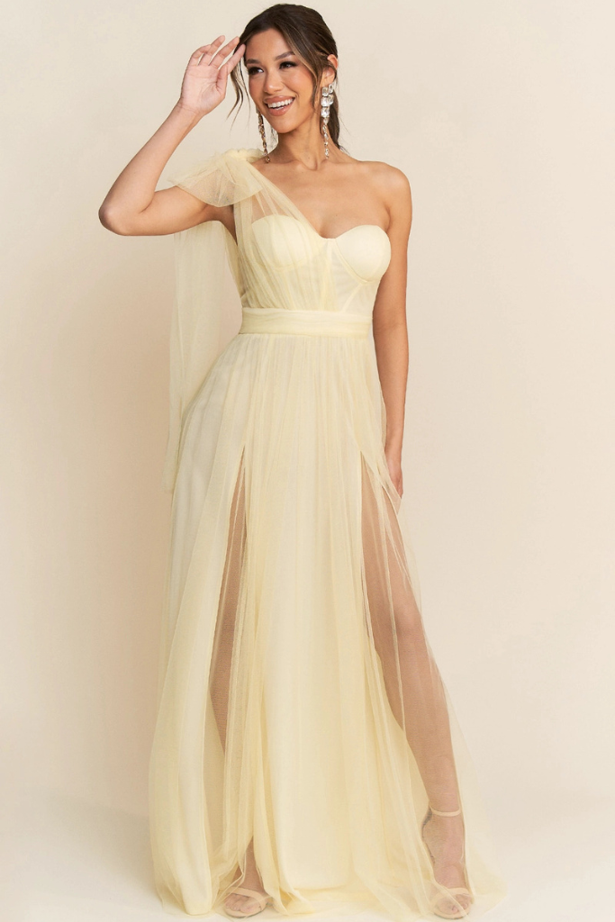 Instant Spotlight Tulle Maxi Dress - Light Yellow