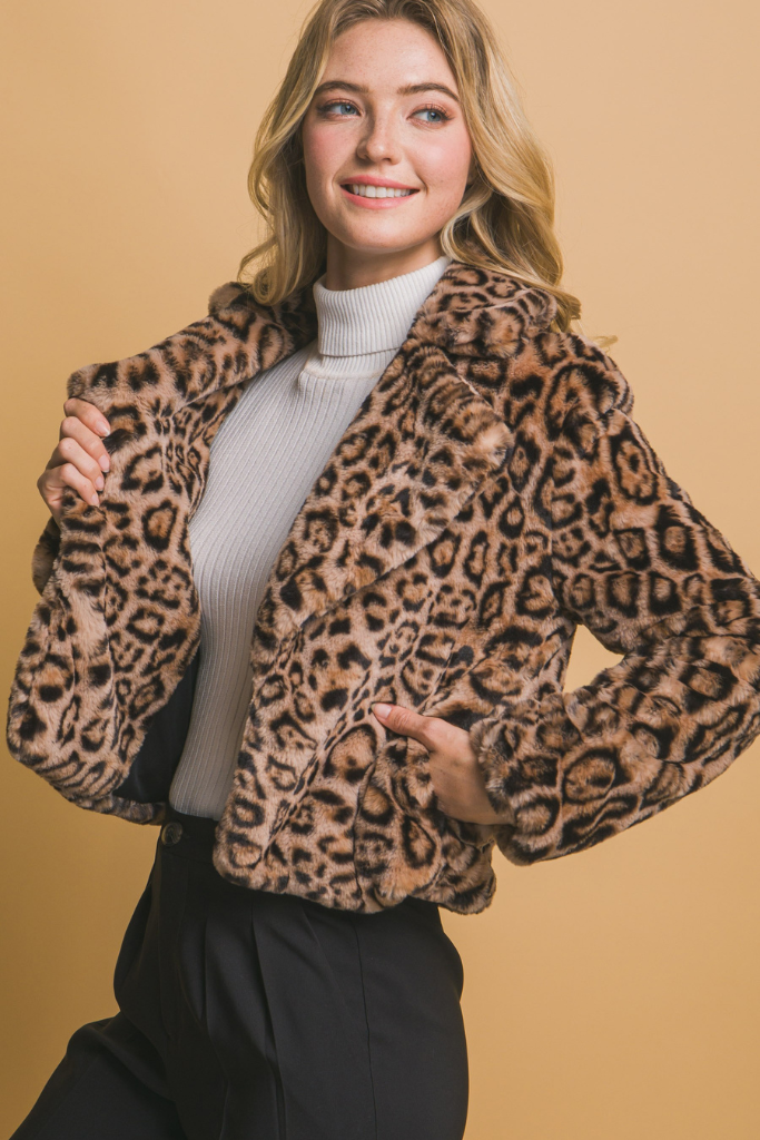 Jennie Faux Fur Jacket - Leopard