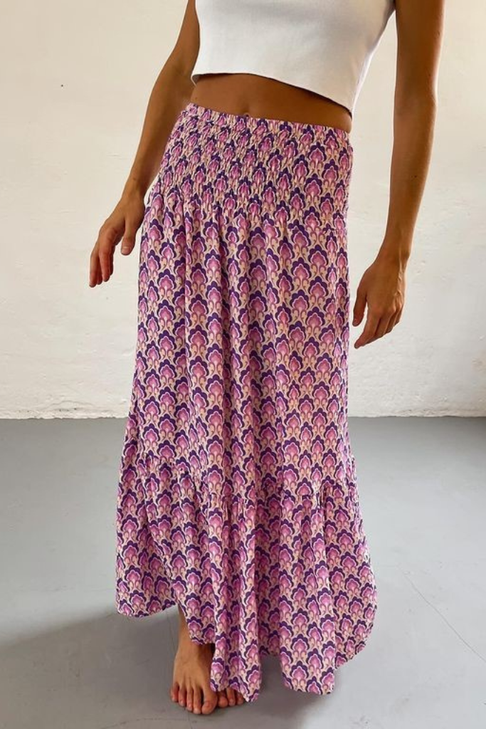 Silent Spring Printed Maxi Skirt - Purple Mutli