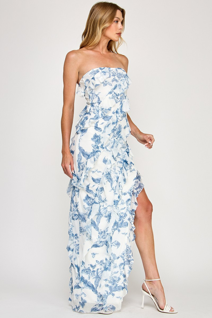 Dorie Floral Maxi Dress - Blue