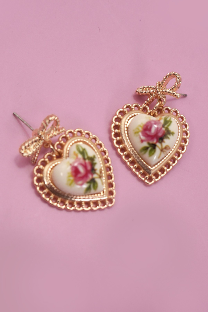 Born Free Porcelain Earrings - Gold/Pink