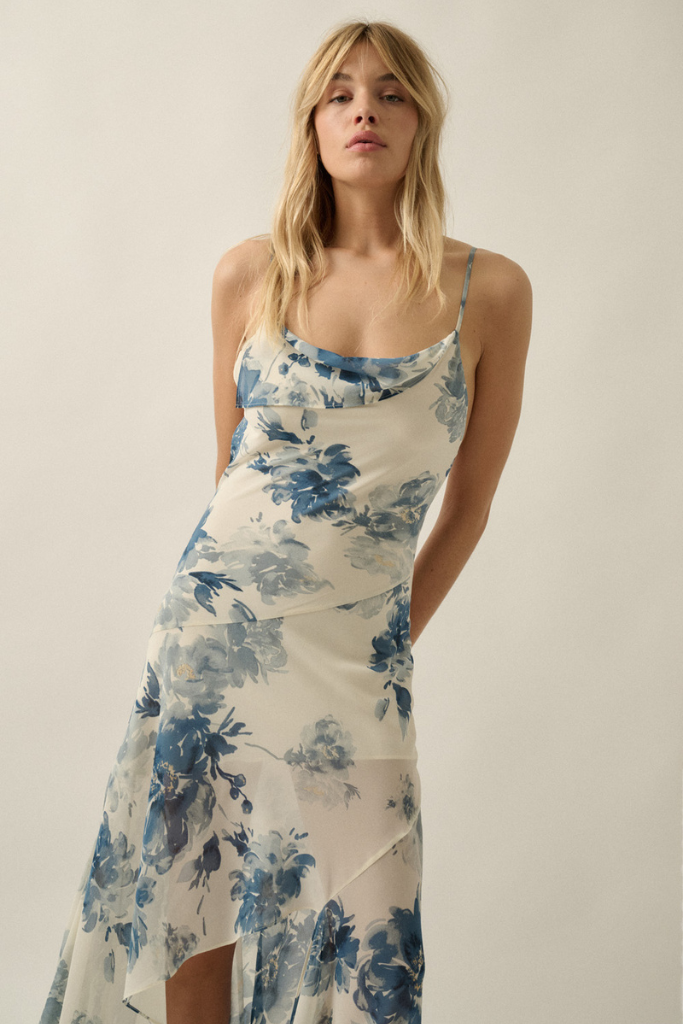 Guest Lift Floral Midi Dress - Blue