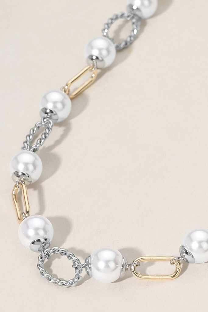 Caprice Pearl Link Necklace - Gold/Silver