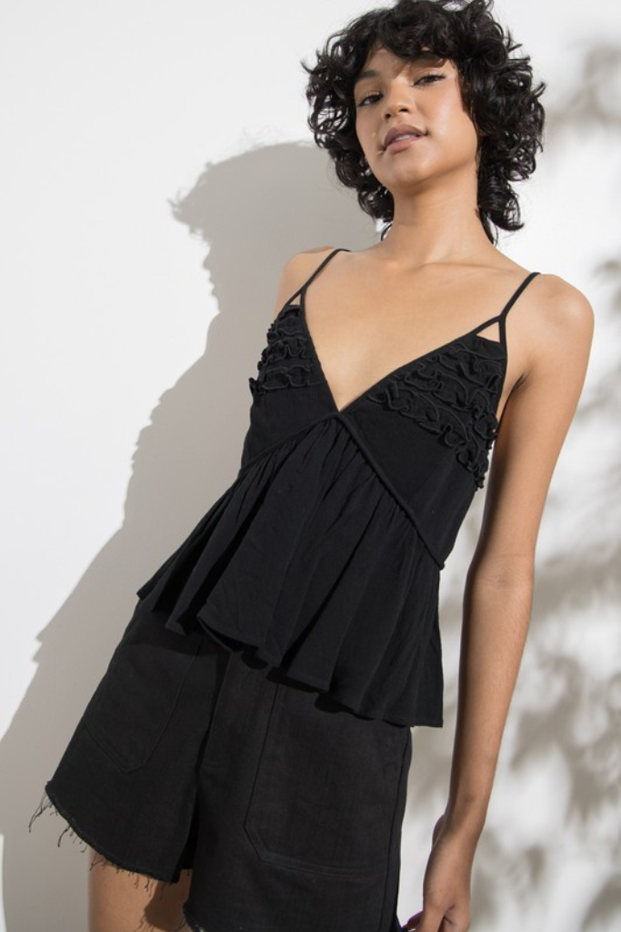 In Bloom Peplum Top - Black