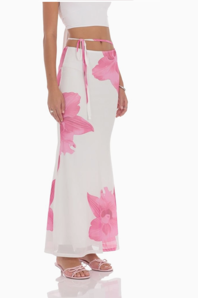 Lost Cause Floral Maxi Skirt- White