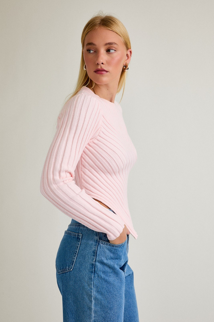 Night Is Young Sweater Top - Baby Pink