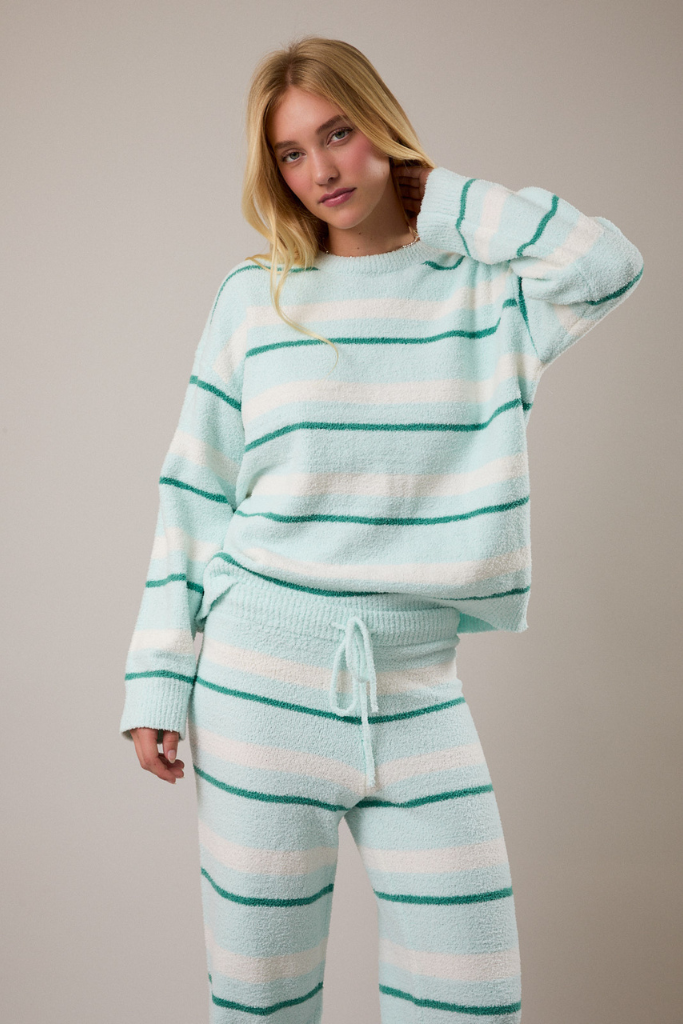 State Of Style Striped Set - Mint Green