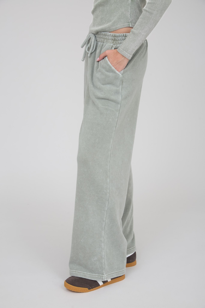 Good Spirit Wide Leg Joggers - Sage