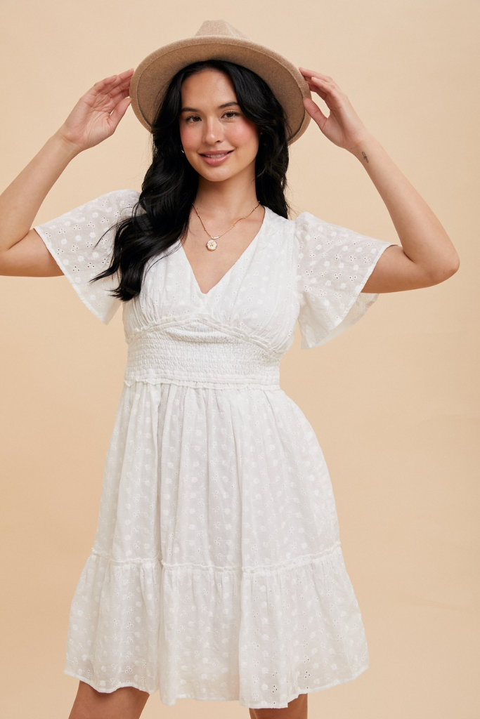 Sheri Eyelet Dress - White