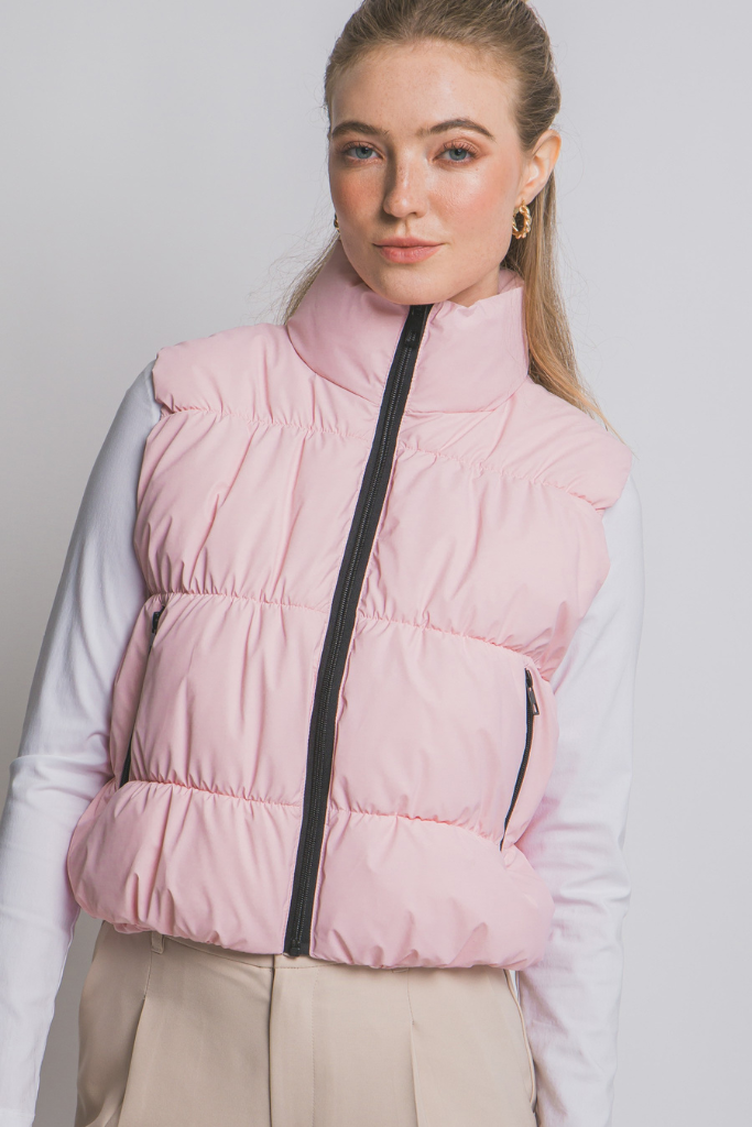 City Leaves Puffer Vest - Pink