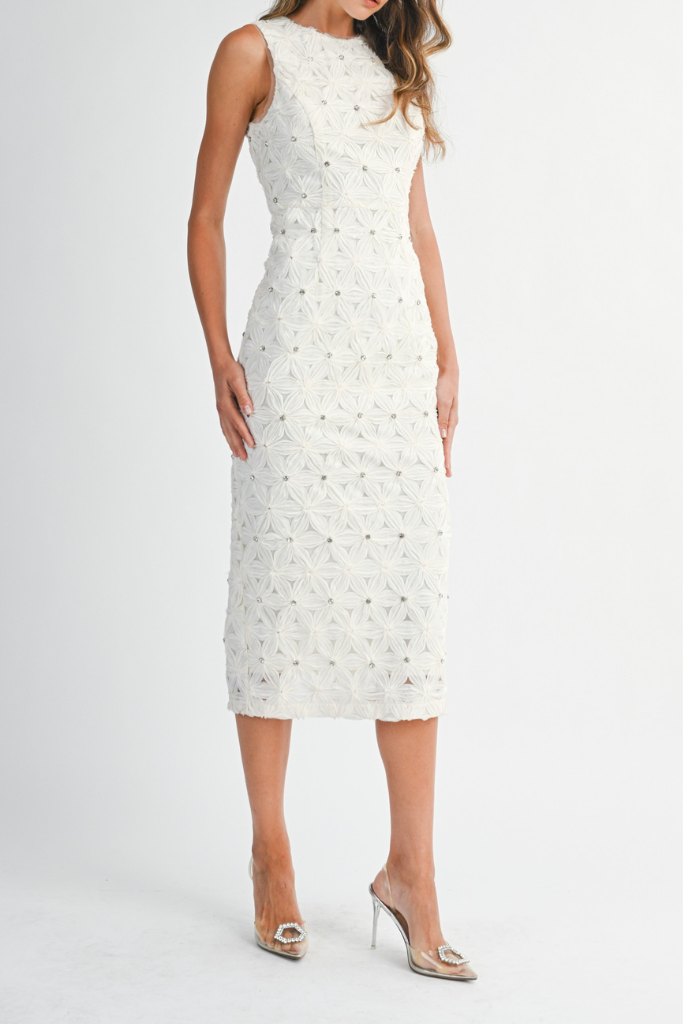 Gentry Floral Midi Dress - Cream