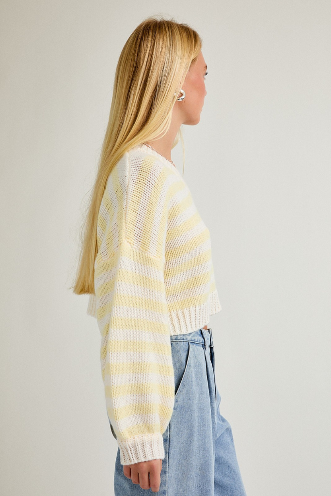 Still Believe Striped Sweater - White/Yellow